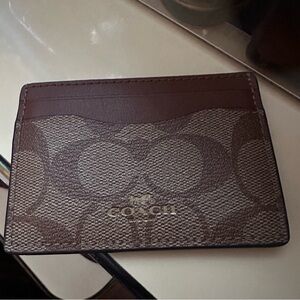 Coach Monogram card holder brown